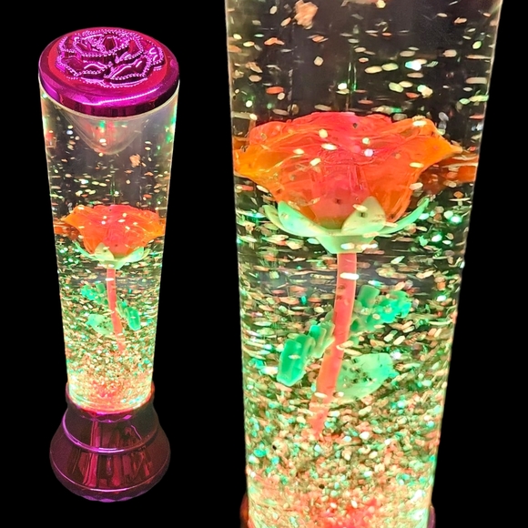 Color Changing I Love You Rose Water Tornado Glitter Lamp Mother's Day Gift - Picture 10 of 11